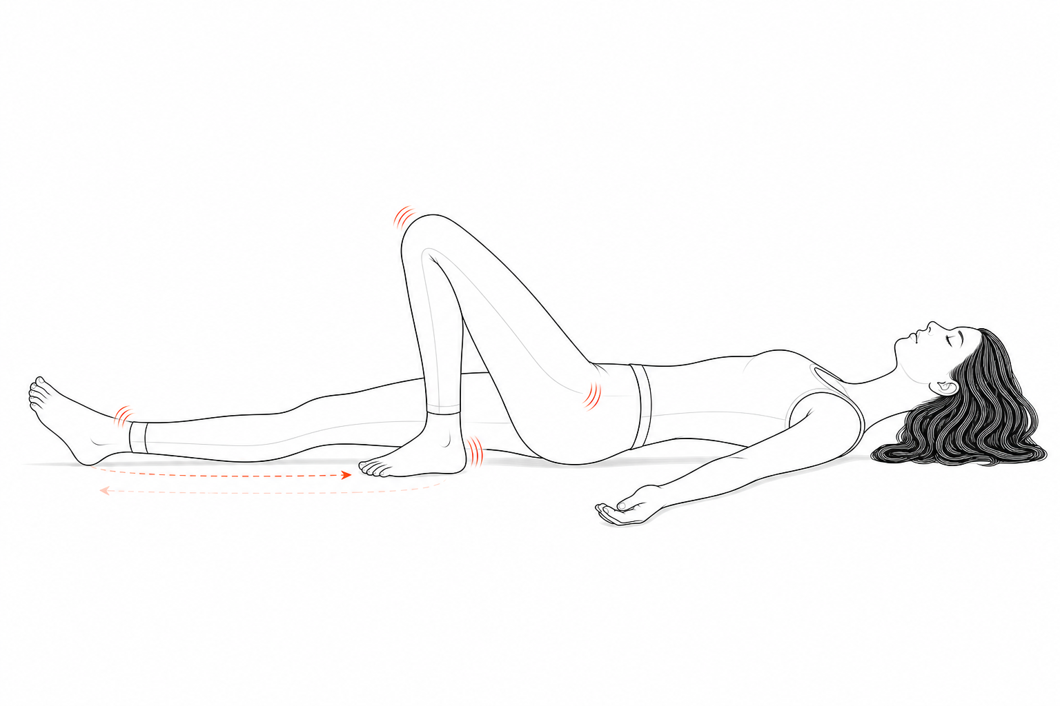 Minimal line anatomy illustration for Slow-Heel-Drag Micro-Jitter Census.