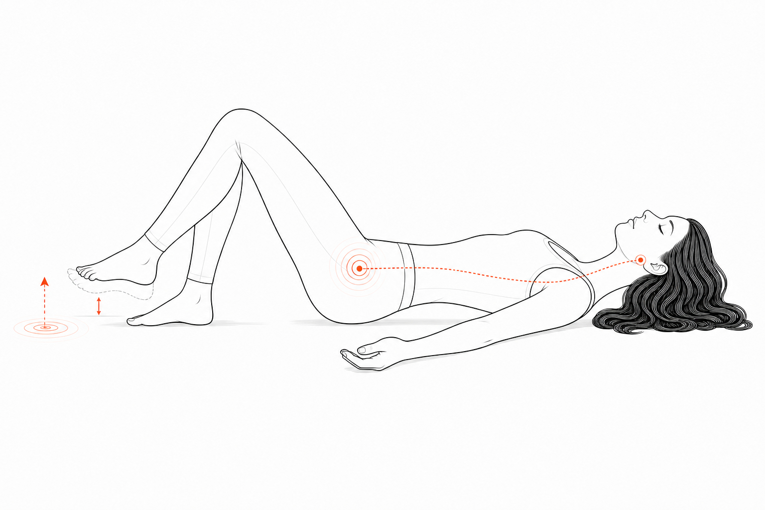 Minimal line anatomy illustration for Jaw-as-Brake Foot Lift.