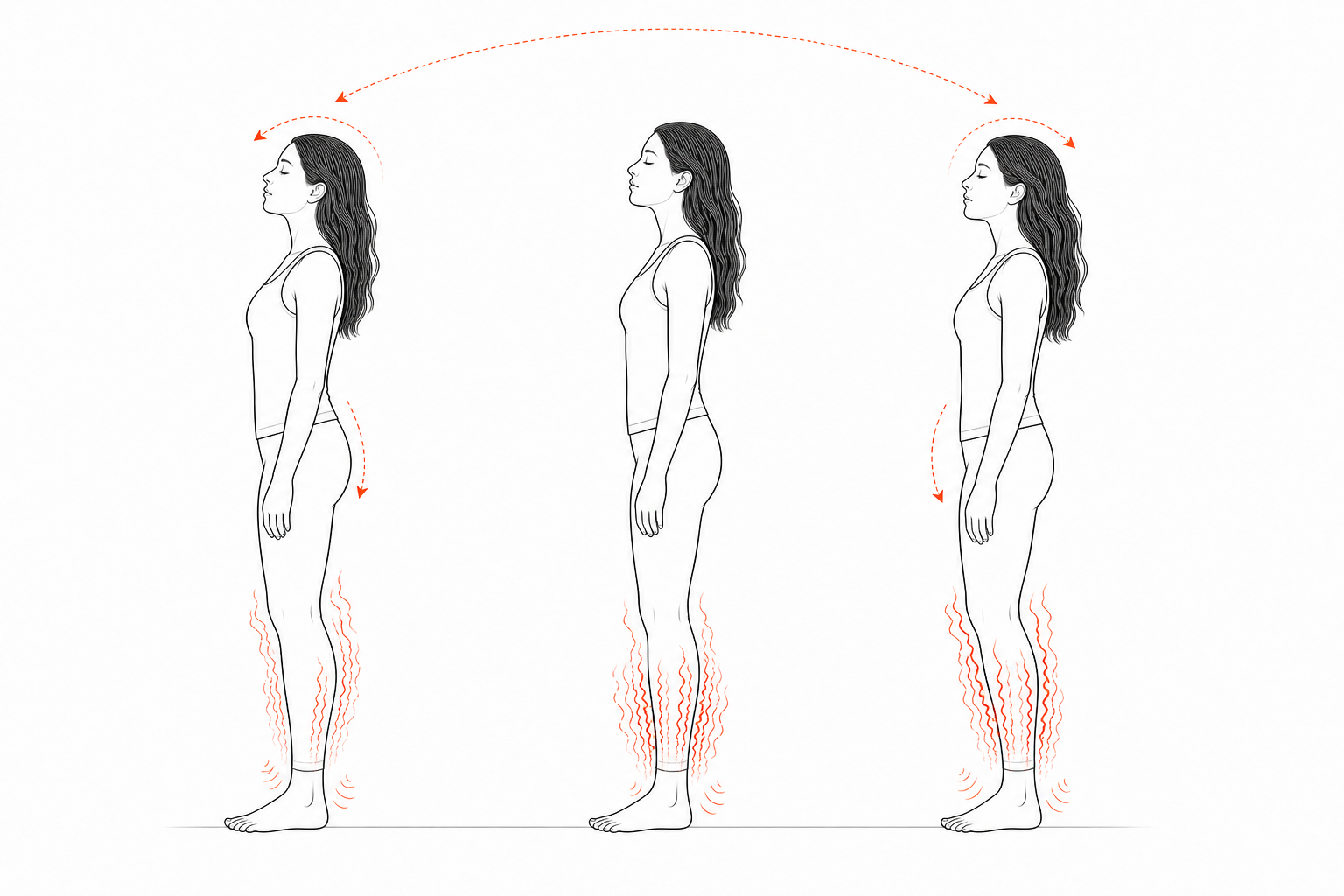 Minimal line anatomy illustration for Calf-Tremor Postural Inversion.