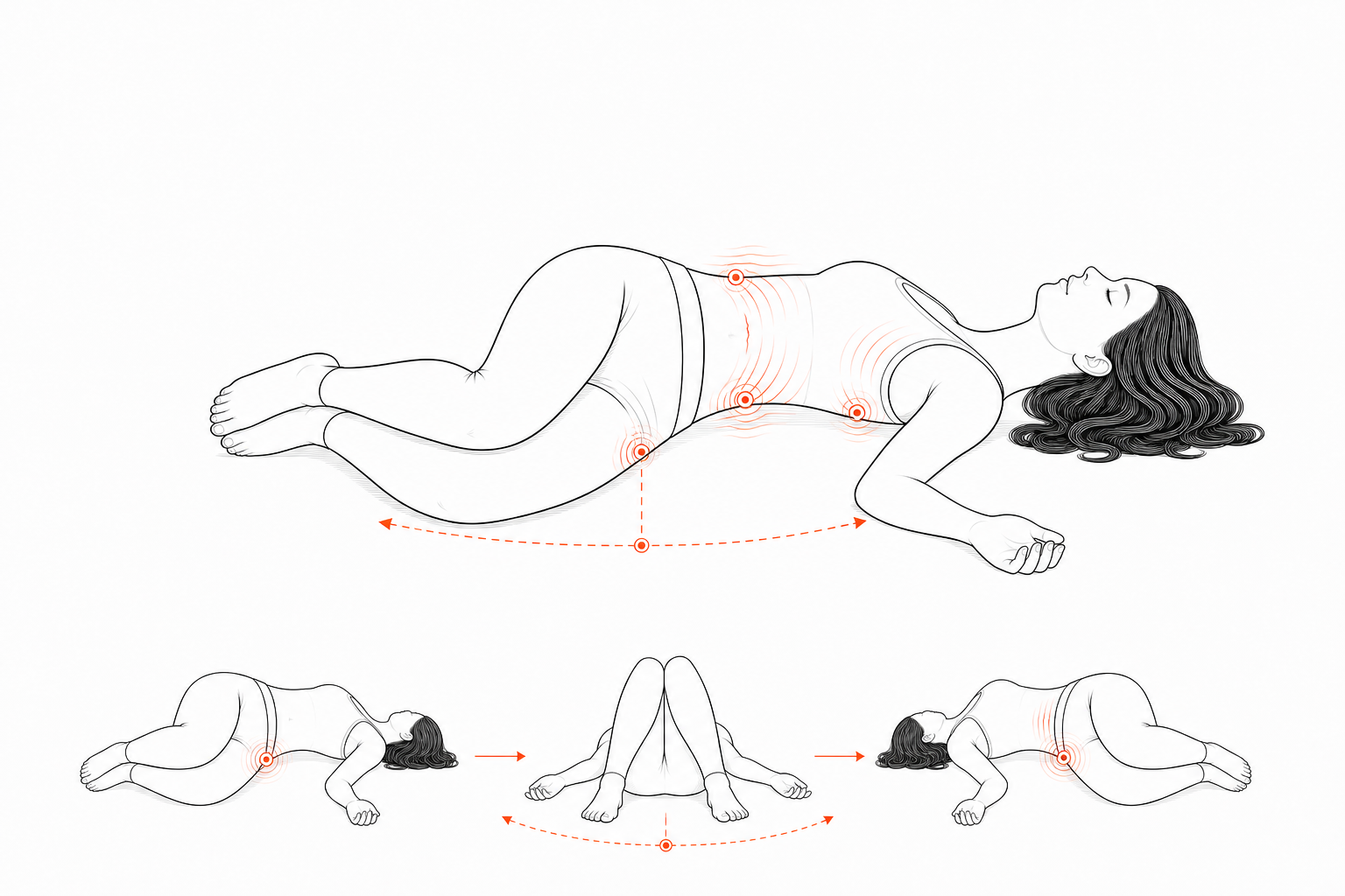 Minimal line anatomy illustration for Pelvic-Drop Minimal Release.