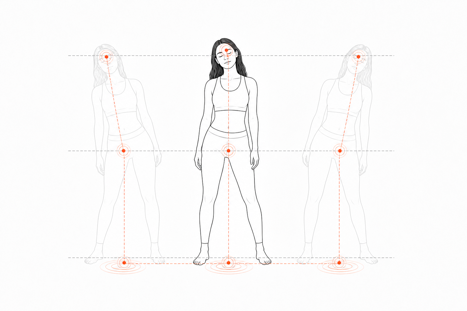 Minimal line anatomy illustration for Three-Frame Center-of-Mass Datum.