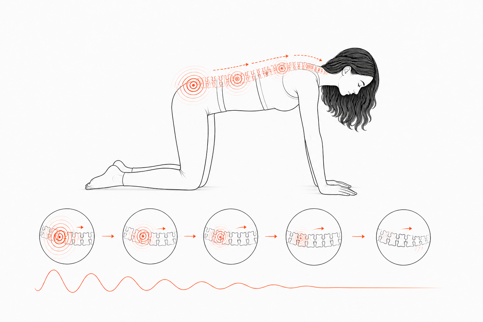 Minimal line anatomy illustration for Fused-Plate Spinal Segments.